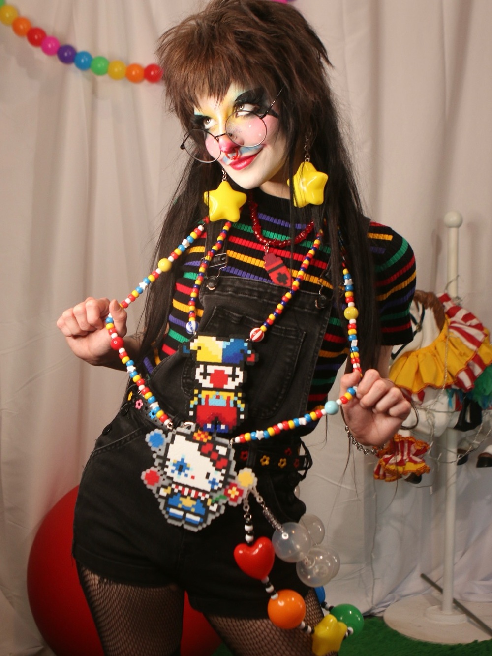Hello Kitty Clown Perler Necklace